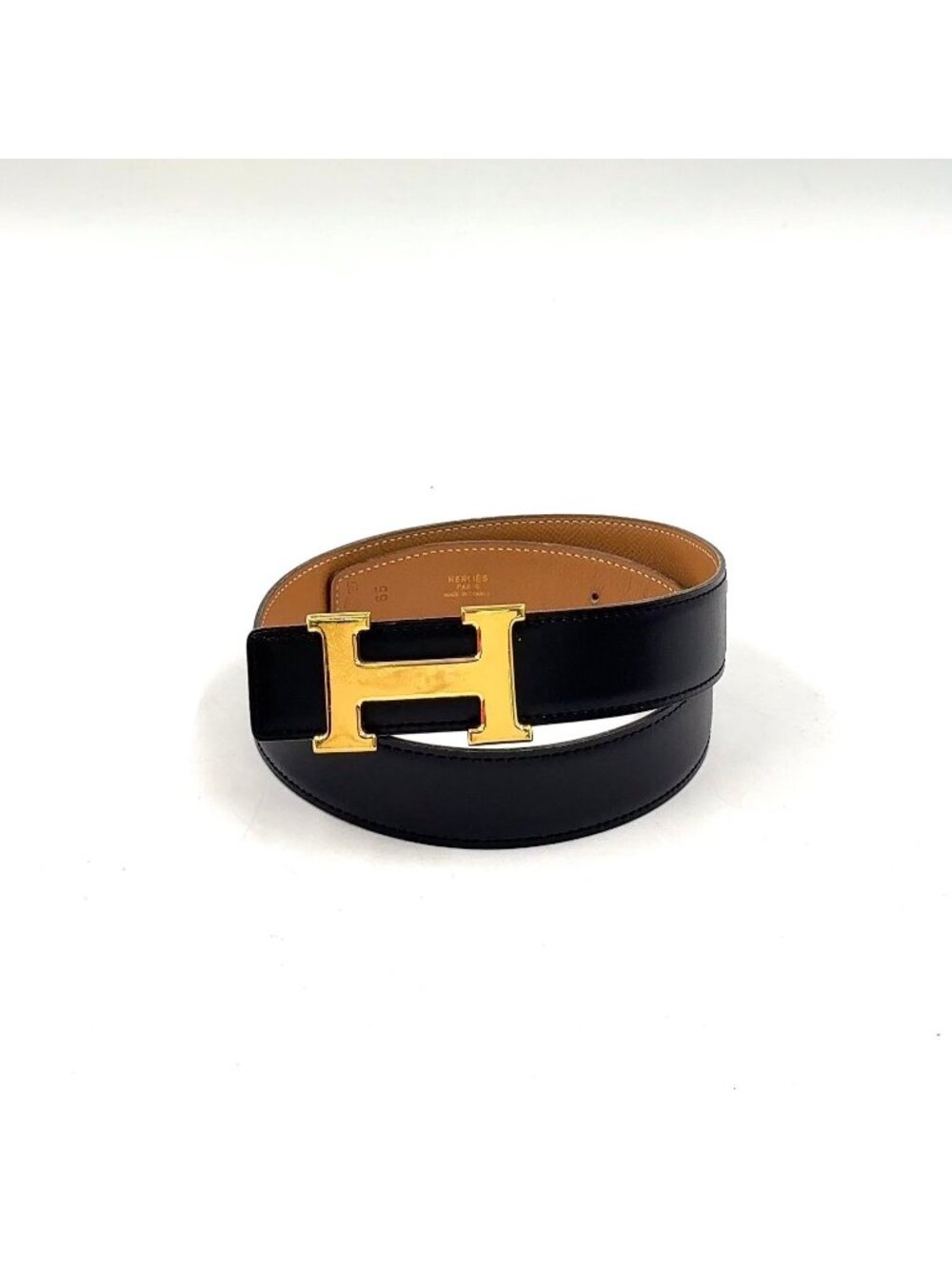 Hermes Constance H Belt Leather Black Gold